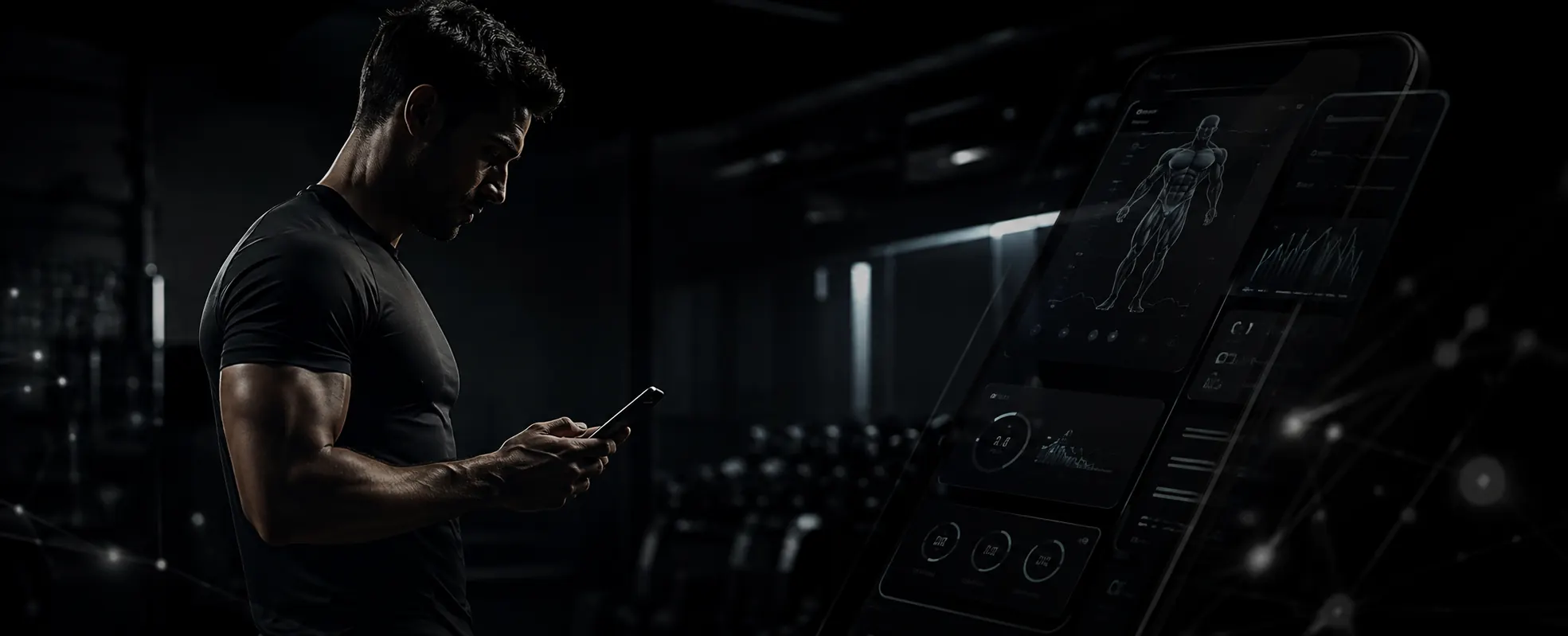 Athlete reviewing their Kalios training data in the gym